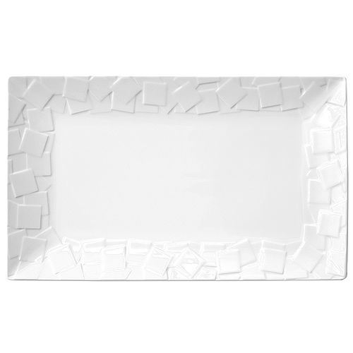 Assiette plate rectangle Mozaik blanc 24 x 12.8 cm In Situ