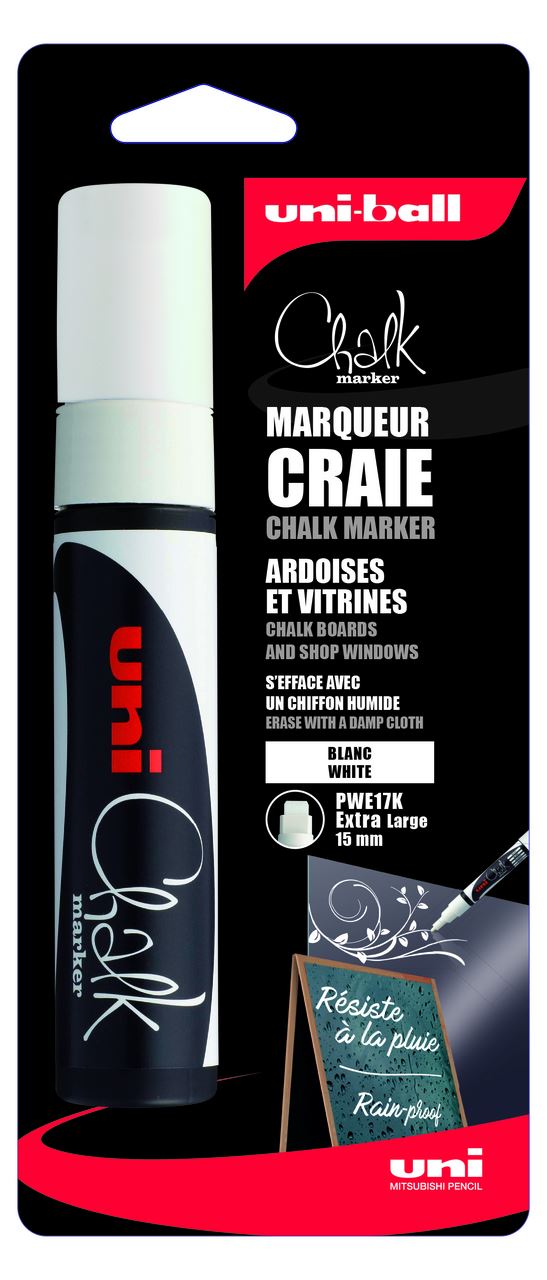 Marqueur craie ardoise et vitrine extra large Uni Chalk