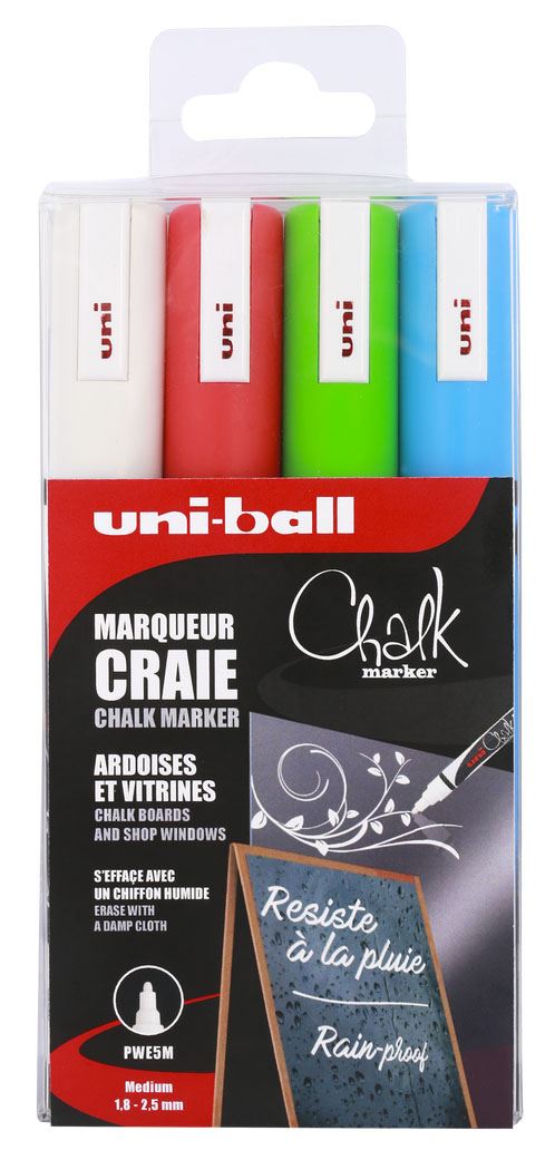 Marqueur craie Chalk Marker pointe conique coloris assortis x 4