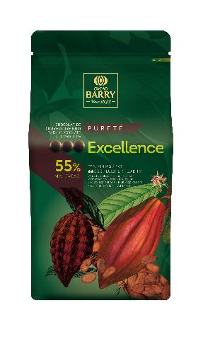 Cacao Barry Chocolat noir de couverture Excellence 55% cacao en pistoles 5 kg