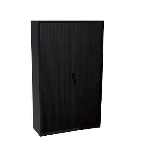 Armoire haute portes rideaux Monobloc noir H.198 cm