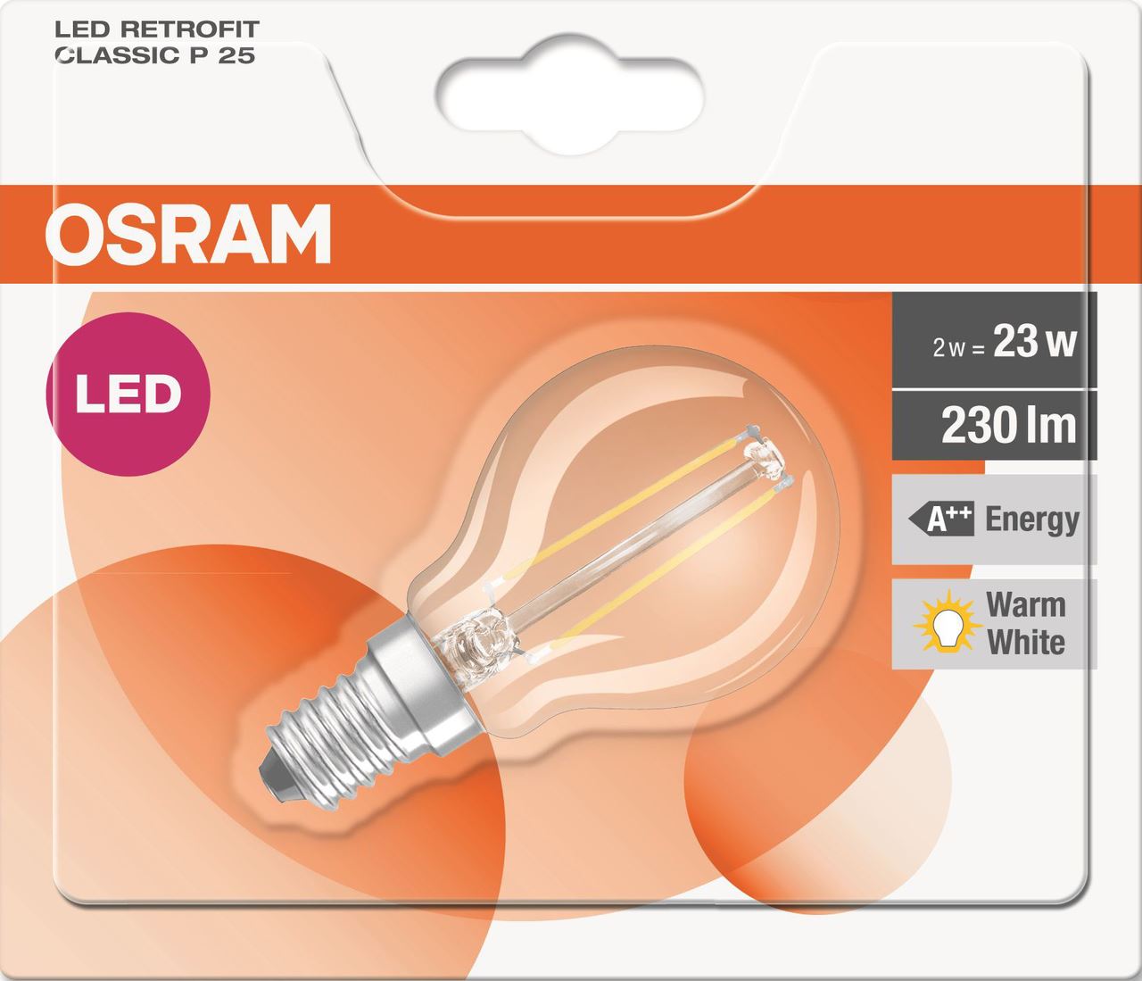 Ampoule sphère Led retrofit classic 2/23 W P25 Osram