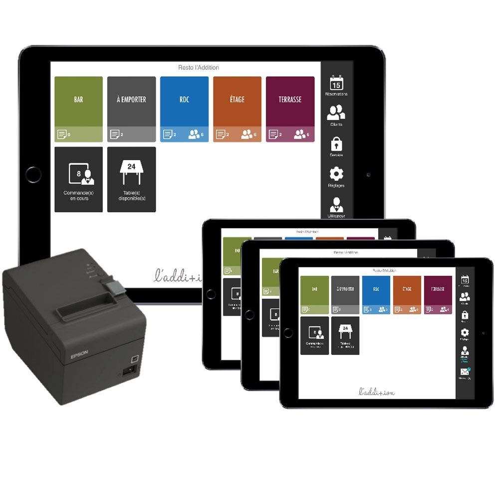Pack tablette IPad (non fourni) + imprimante thermique + routeur wifi L'Addition