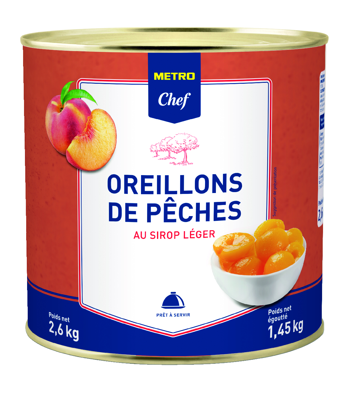 METRO Chef Oreillons de pêches au sirop en boîte 3/1 - 2.6 kg