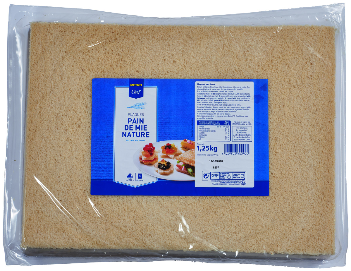 METRO Chef Pain de mie nature 30 x 40 cm plaque 1.20 kg