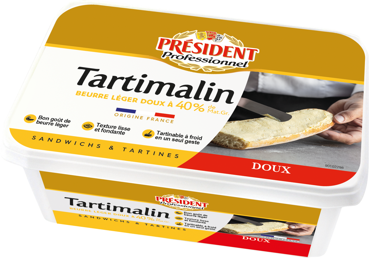 PRESIDENT Professionnel Beurre léger doux 40% MG Tartimalin 1 kg