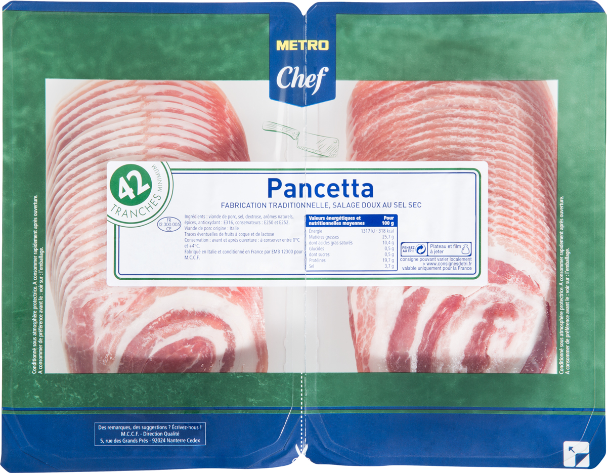 METRO Chef Pancetta italienne 42 tranches 2 x 250 g