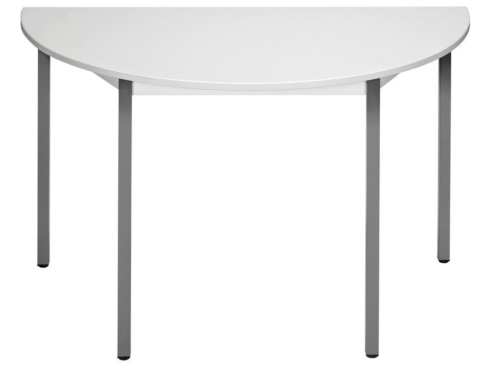 Table de réunion Modulaire 1/2 ronde gris clair 120 x 60 cm