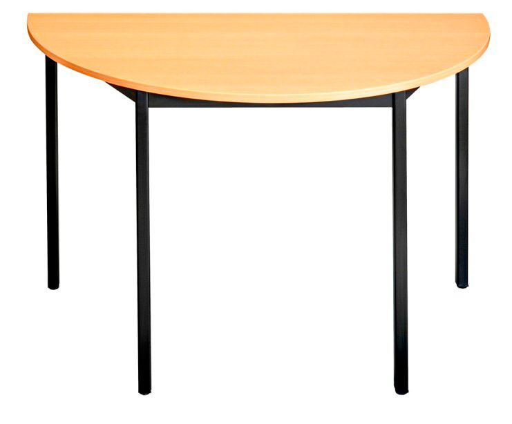 Table de réunion Modulaire 1/2 ronde hêtre noir 140 x 70 cm