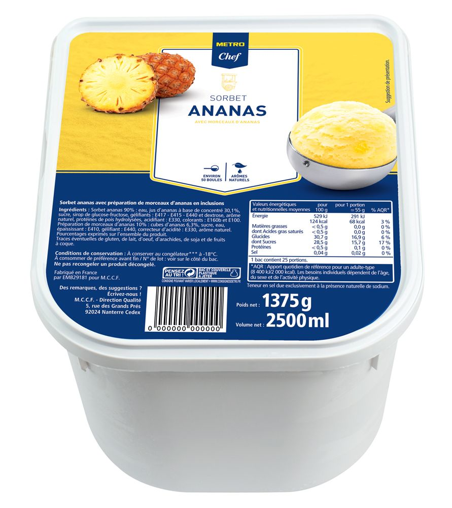 METRO Chef Sorbet ananas 2.5 L