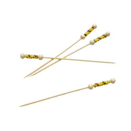 Mini-brochette en bambou Solia perle jaune 12 cm (vendu par 200)