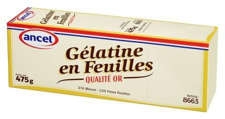 Ancel Gélatine en feuilles Qualité Or 475 g