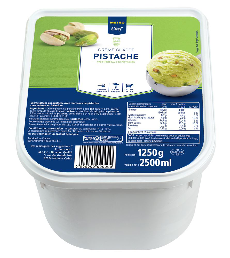 METRO Chef Crème glacée pistache 2.5 L