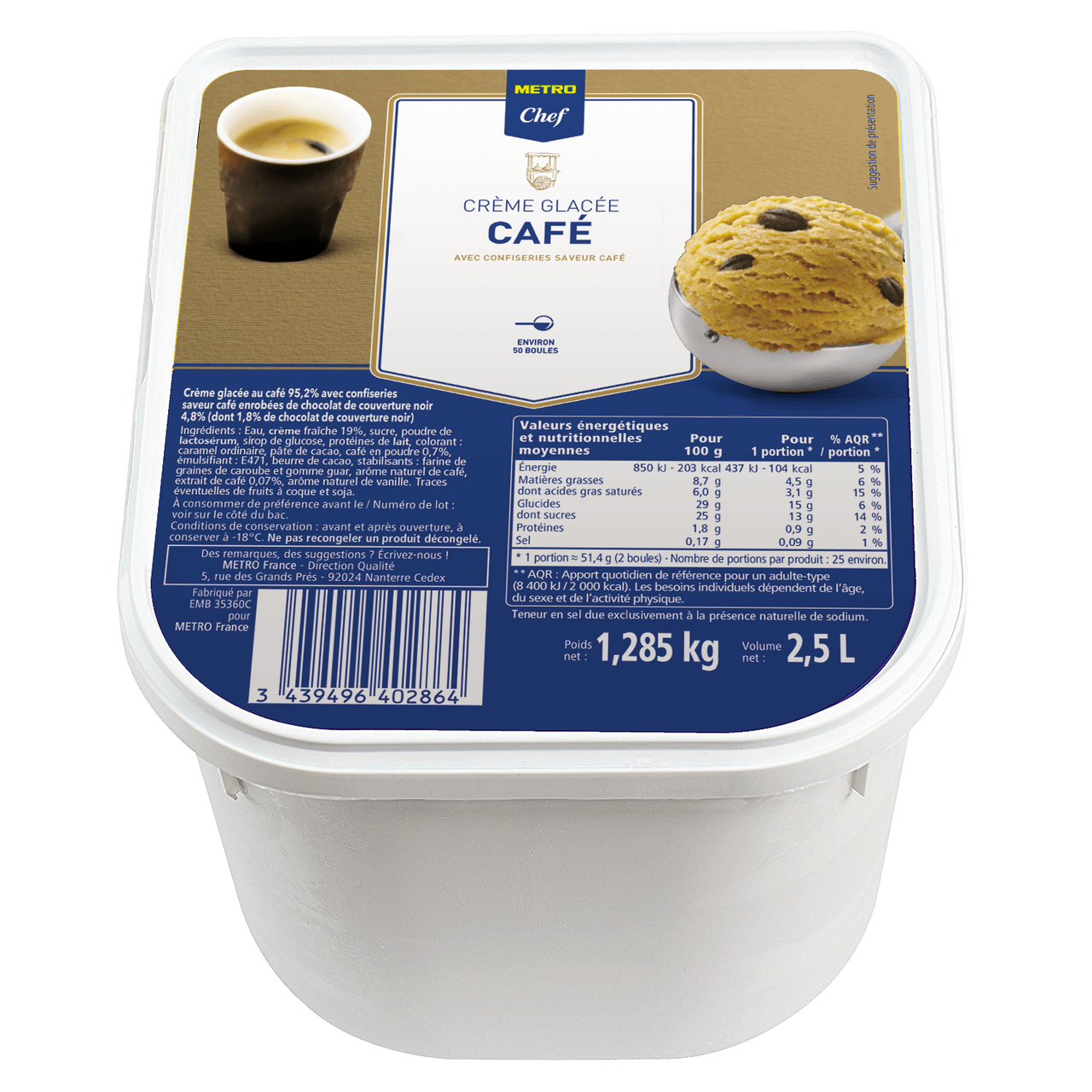 METRO Chef Crème glacée café 2.5 L