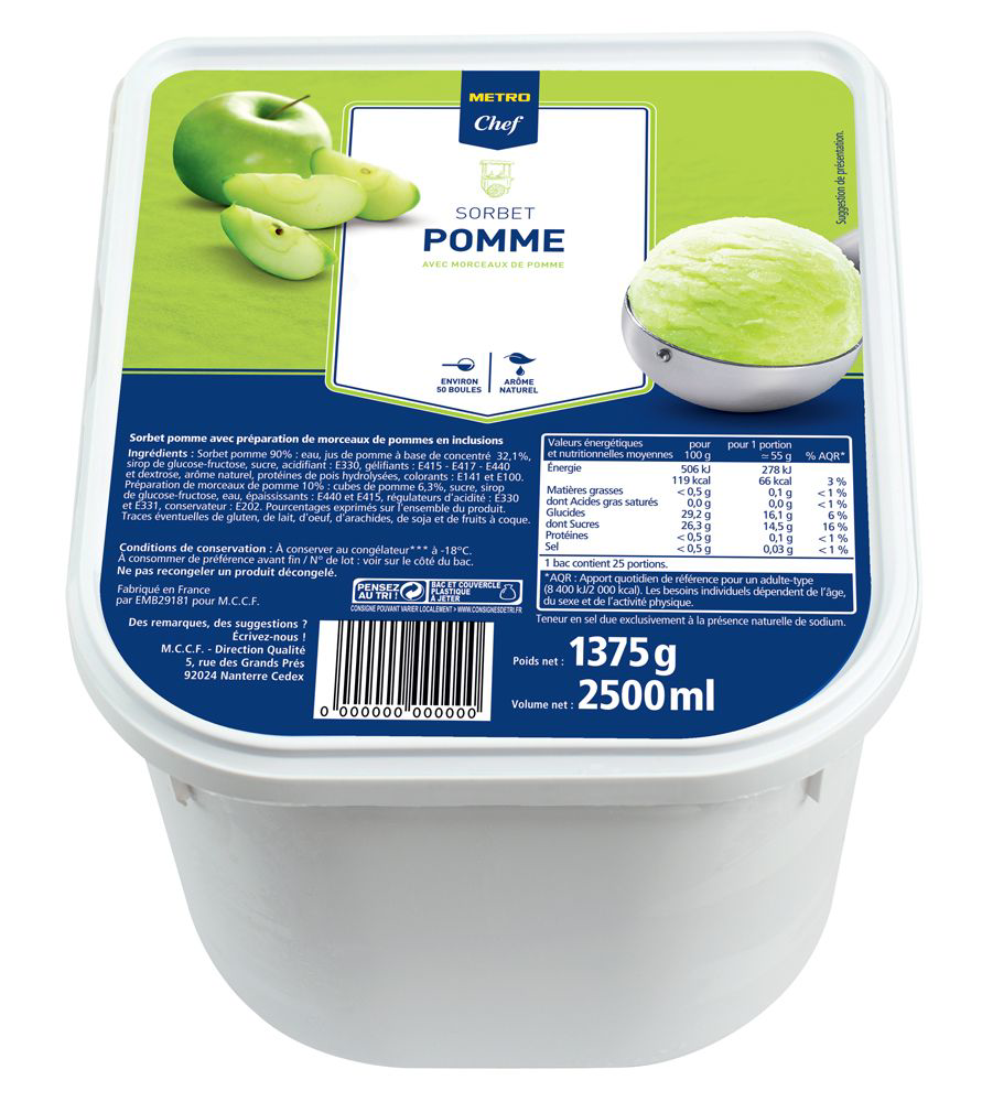 METRO Chef Sorbet pomme verte 2.5 L