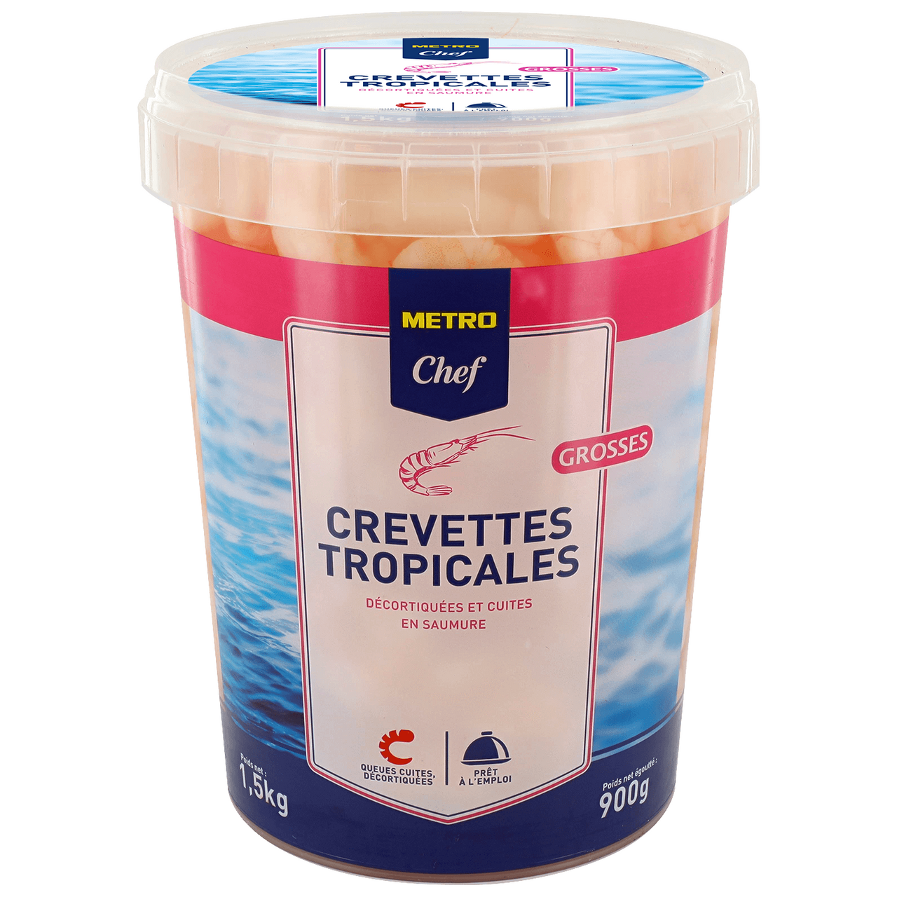 METRO Chef Crevettes tropicales décortiquées calibre 90/150 900 g