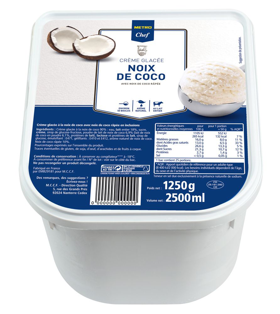 METRO Chef Crème glacée noix de coco 2.5 L