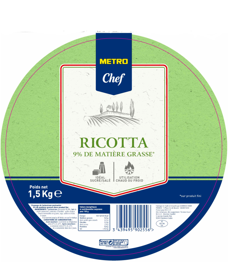 METRO Chef Ricotta Bol 11% MG 1.5 kg