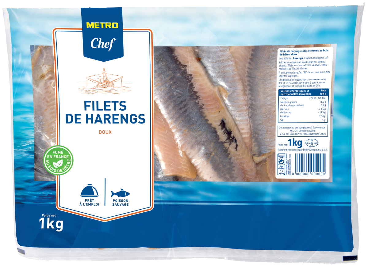 METRO Chef Filets de harengs fumés doux 1 kg