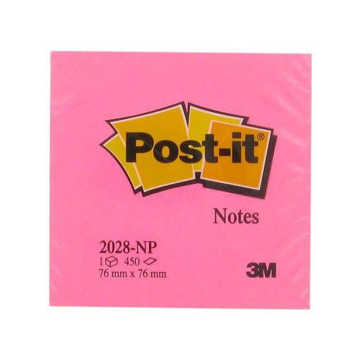 Bloc note cube Post-It 76 x 76 mm néon rose