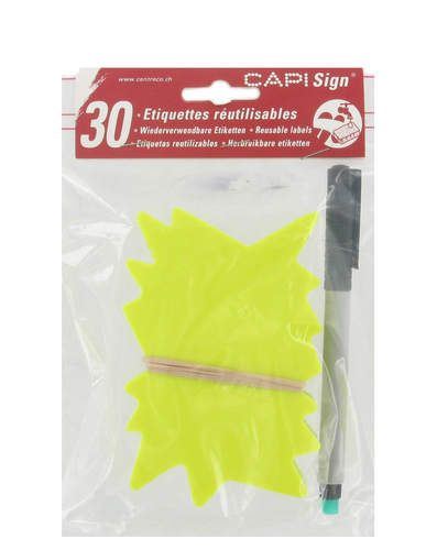 Carton fluo éclate jaune effaçable 8 x 12 cm (vendu par 30) + 1 feutre