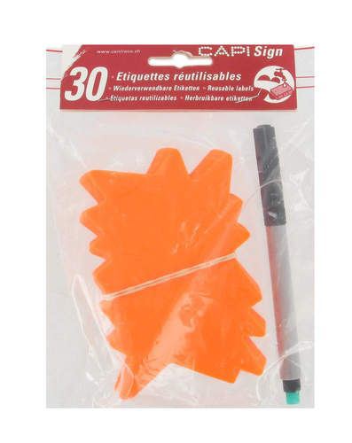 Carton fluo éclate 8 x 12 cm effaçable (vendu par 30) + 1 feutre orange