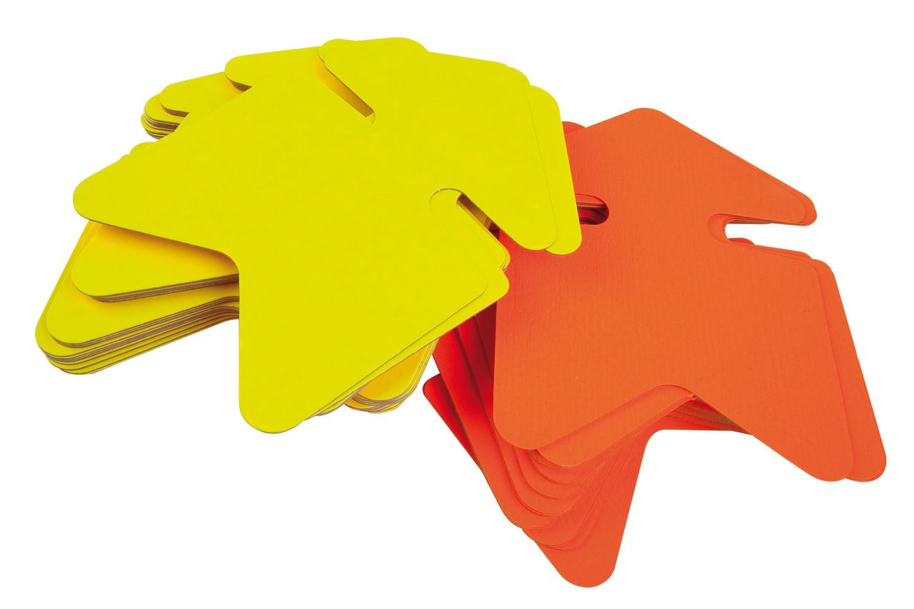 Flèche fluo jaune/orange 6 x 9 cm (vendu par 50)