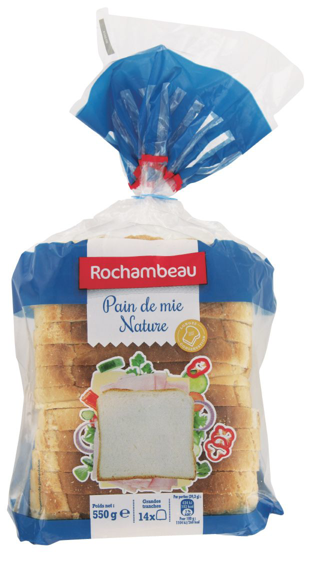 Rochambeau Pain de mie nature grandes tranches 550 g