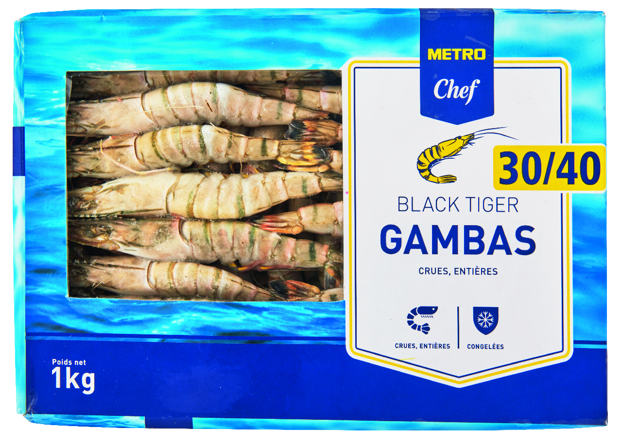 METRO Chef Gambas entière crue Black Tiger 30/40 1 kg