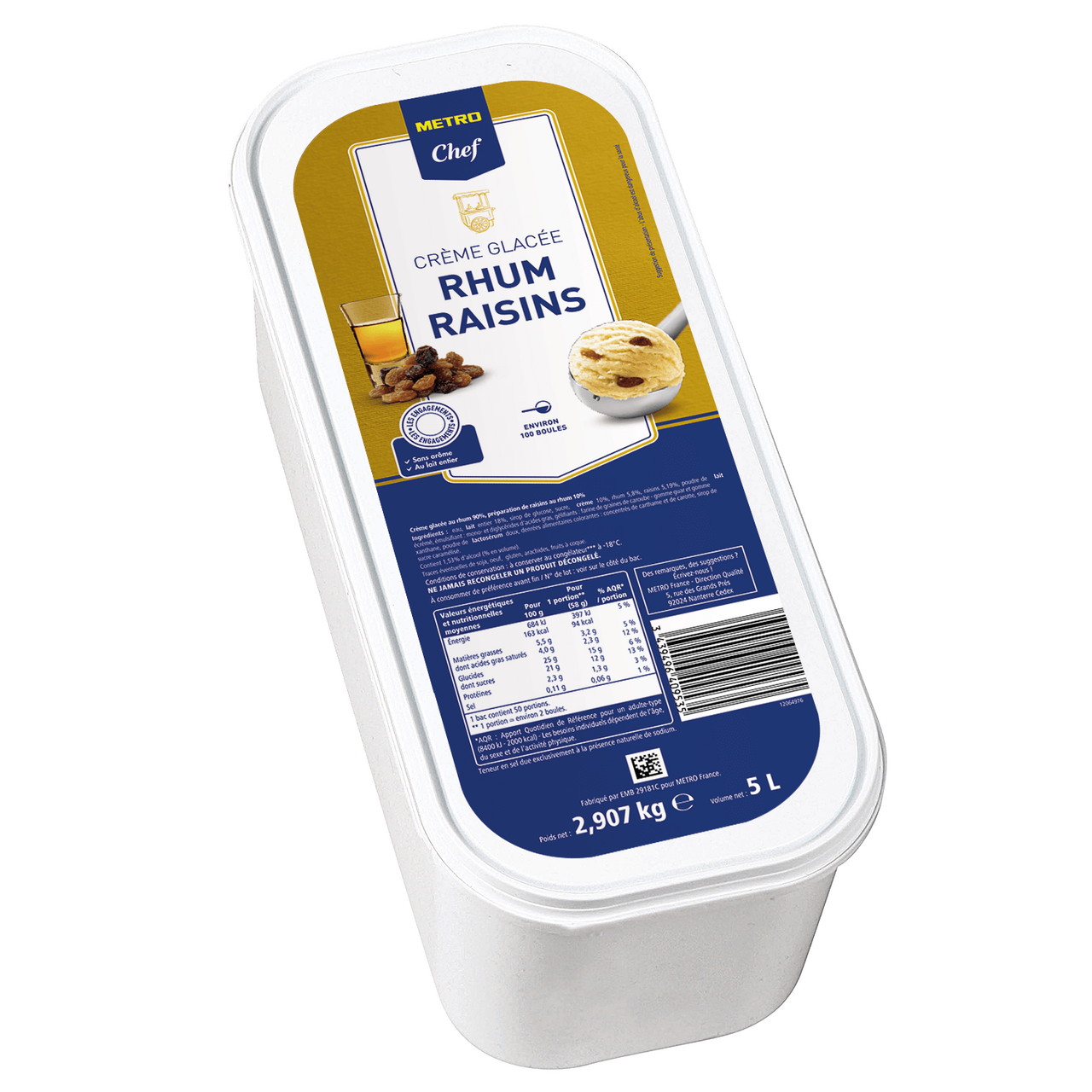 METRO Chef Crème glacée rhum raisin 5 L