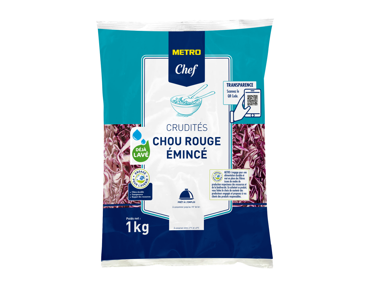 METRO Chef Chou rouge émincé Union Européenne sachet 1 kg