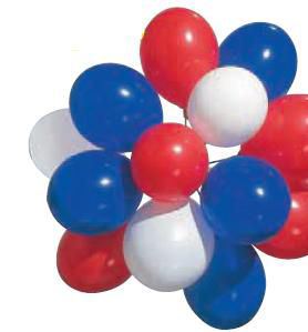 Ballons 30 cm bleu/blanc/rouge x 100