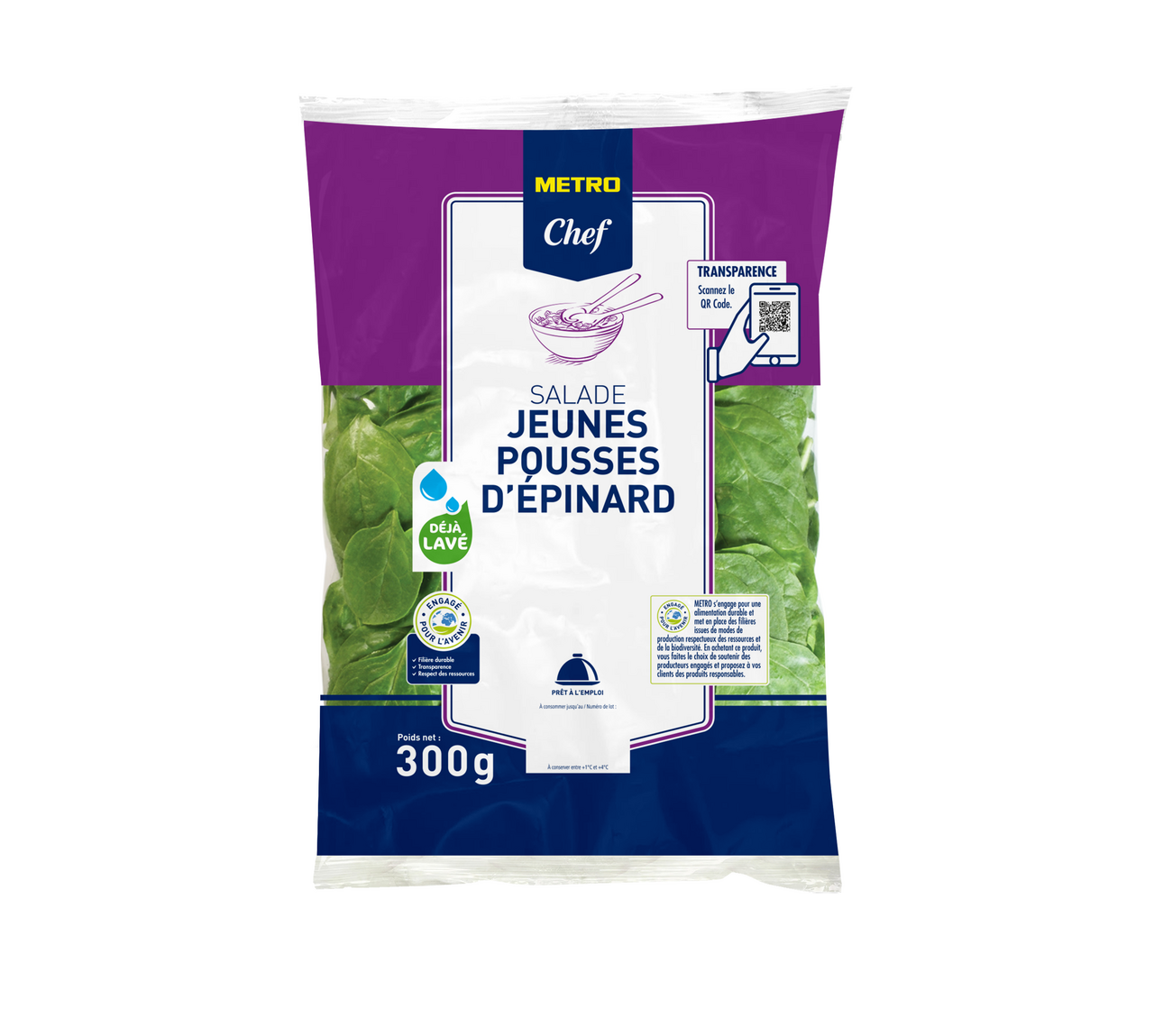 METRO Chef Jeune pousse d'épinard UE-HUE 300 g
