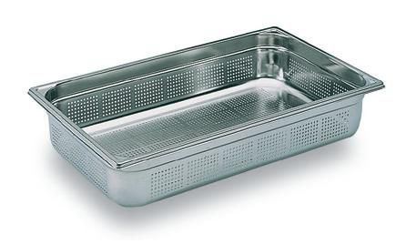 Bac gastro inox GN 1/1 H.6.5 cm perforé sans anses Bourgeat