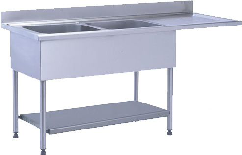 Tournus Equipement Plonge 2 bacs + égouttoir à droite 160 x70 cm