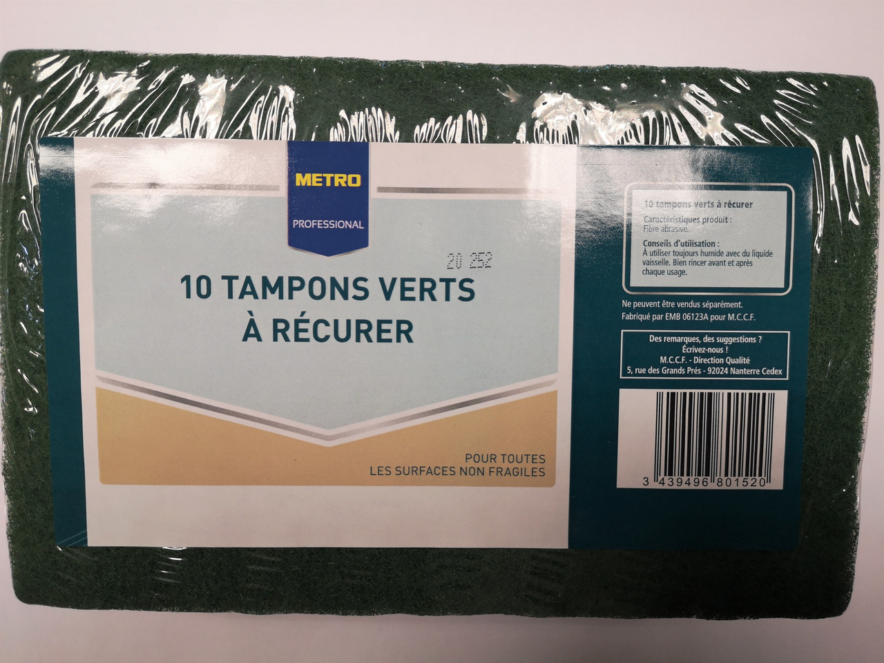 METRO PROFESSIONAL Tampon à récurer vert x 10