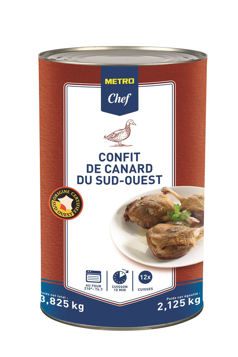 METRO Chef Confit de canard du Sud-Ouest 12 cuisses IGP boîte 5/1 3.825 kg