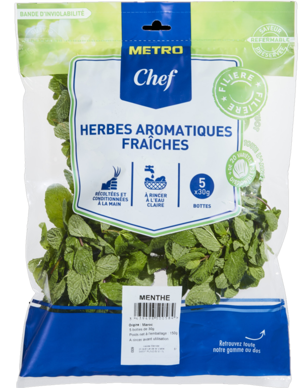 METRO Chef Menthe sachet 5 bottes France, Italie, Espagne, Maroc, Israël, Kenya botte de 30 g