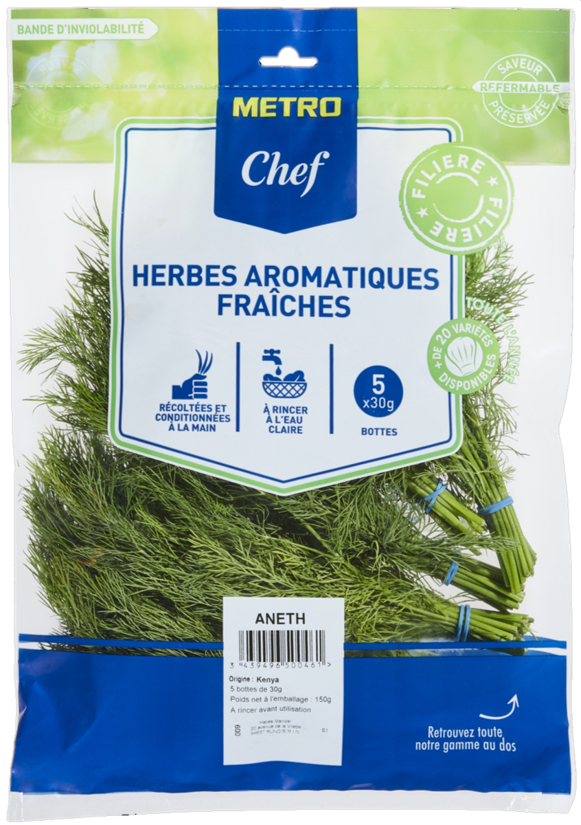 METRO Chef Aneth origine France ou Italie- Espagne- Maroc- Israël- Kenya botte de 30 g
