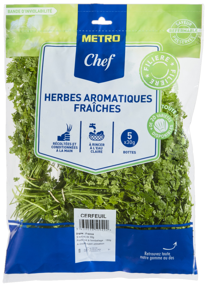 METRO Chef Cerfeuil France, Italie, Espagne, Maroc, Israël, Kenya botte de 30 g