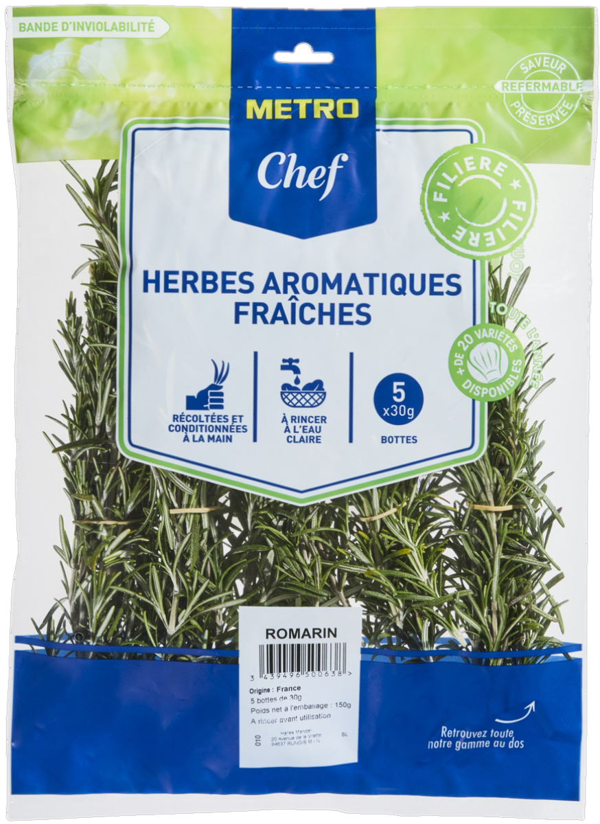 METRO Chef Romarin France, Italie, Espagne, Maroc, Israël, Kenya botte de 30 g