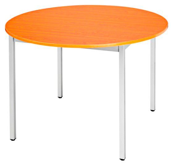 Table de réunion Modulaire ronde merisier aluminium Diam.110 cm