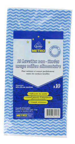 METRO PROFESSIONAL Lavette non-tissée bleu x 10