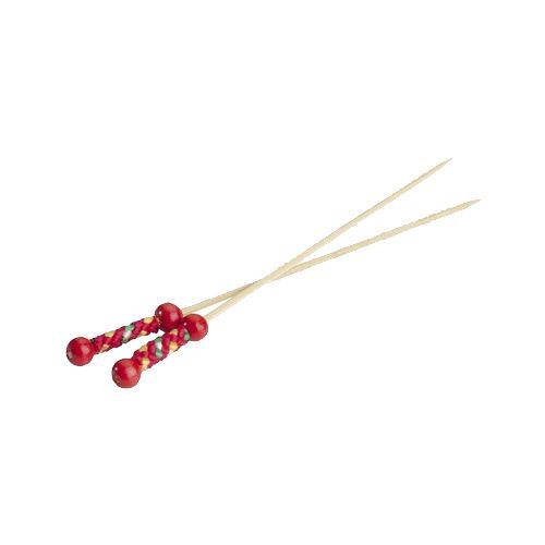 Brochette Solia en bambou perle rouge 12 cm (vendu par 200)