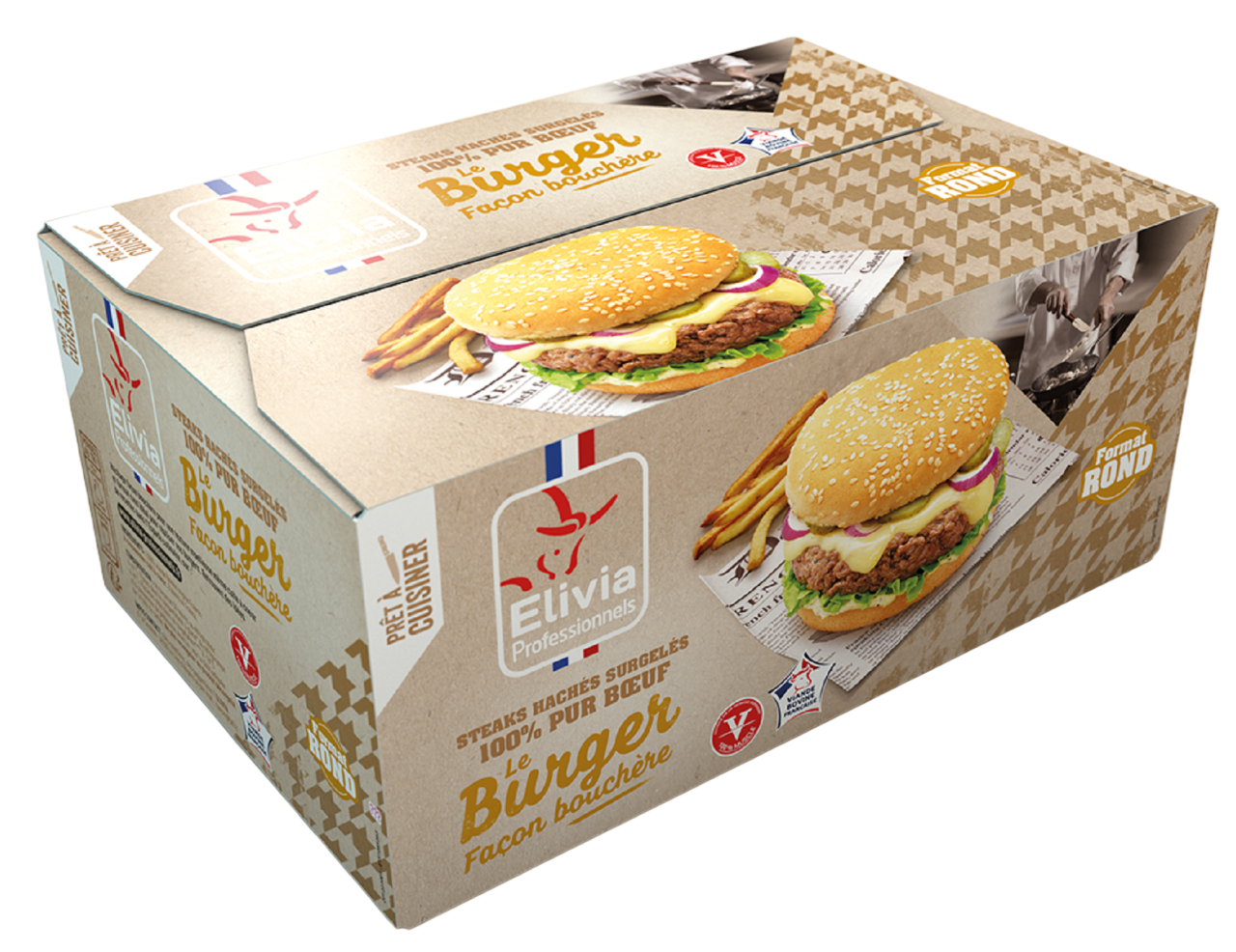 Elivia Professionnels Steak haché rond façon bouchère VBF 15% MG 24 x 125 g 