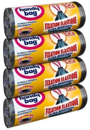 Sac poubelle avec élastique de fixation 50 L x 10 (vendu par 4) Handy Bag