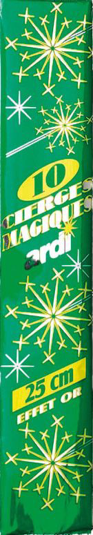 Ardi Cierge magique effet Or 25 cm 55 secondes x 10