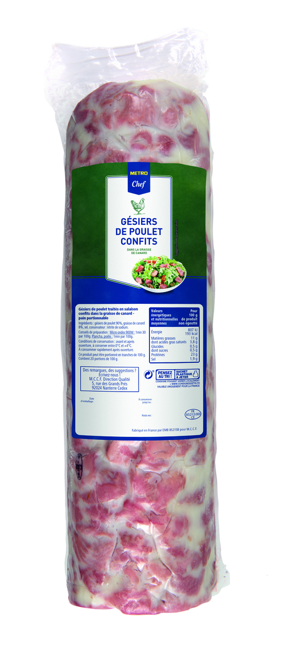 METRO Chef Gésiers de poulet confits rouleau 2 kg