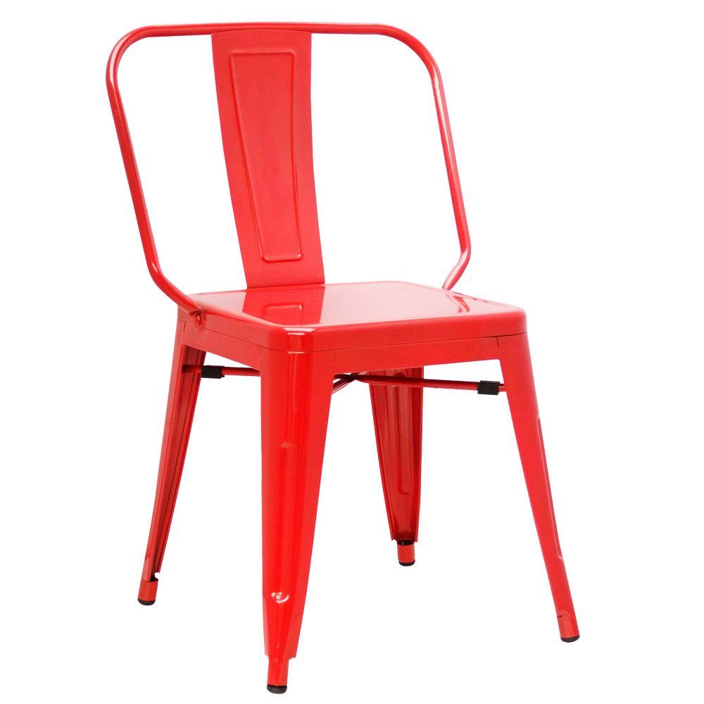 Chaise bistrot Iron en acier rouge Halenbeek