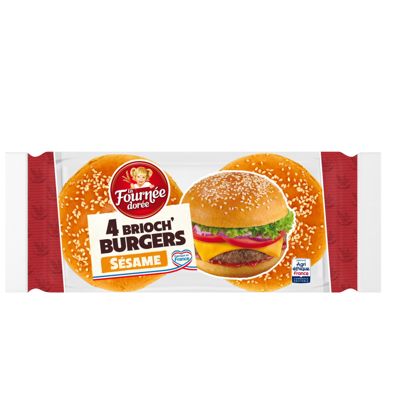 La Fournee Doree Pain hamburger brioché aux sésames 4 x 62 g